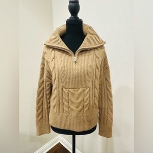 Banana Republic Cava Cable Knit Chunky Camel Tan Sweater